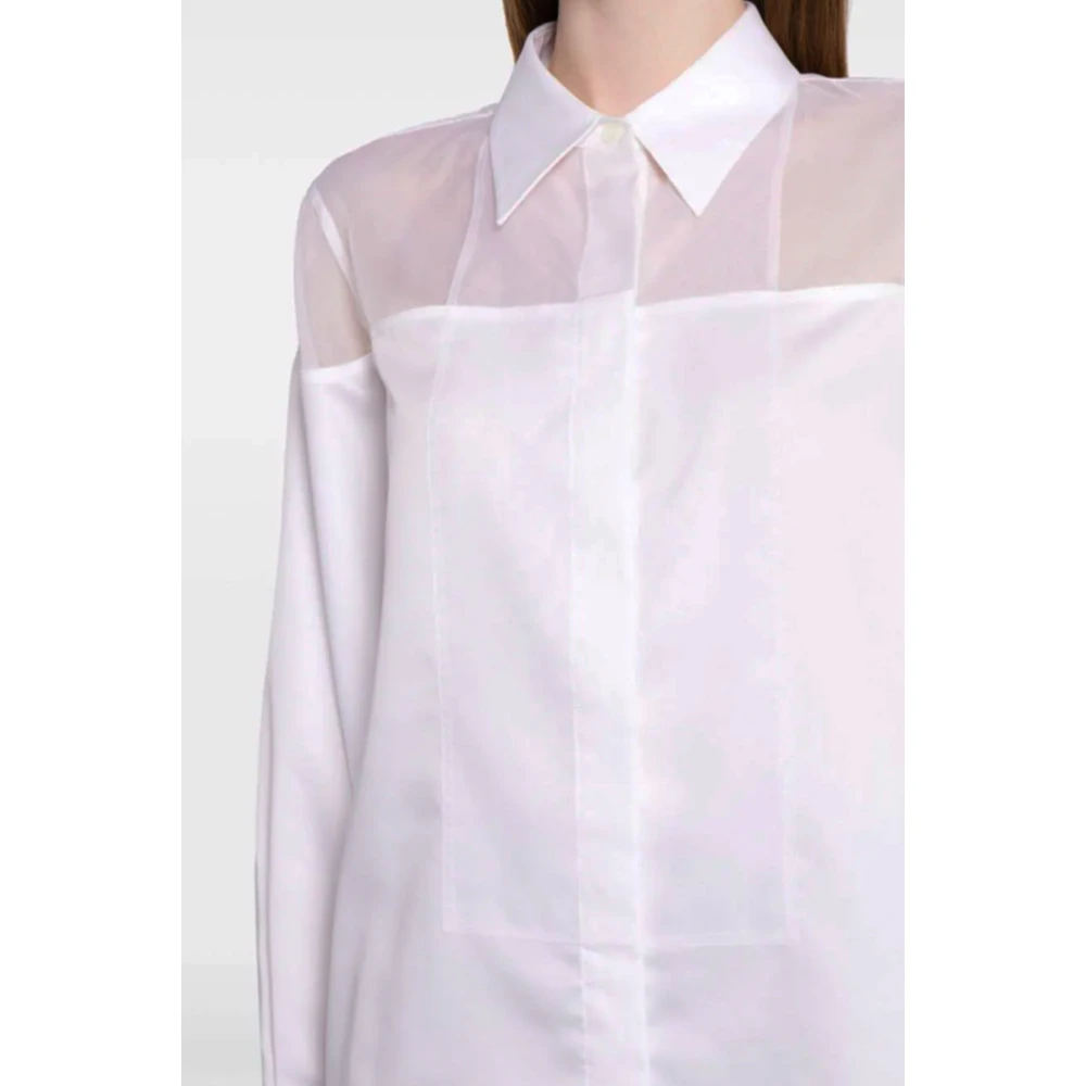 Helmut Lang Witte Katoenen Overhemd met Transparante Paneel White Dames