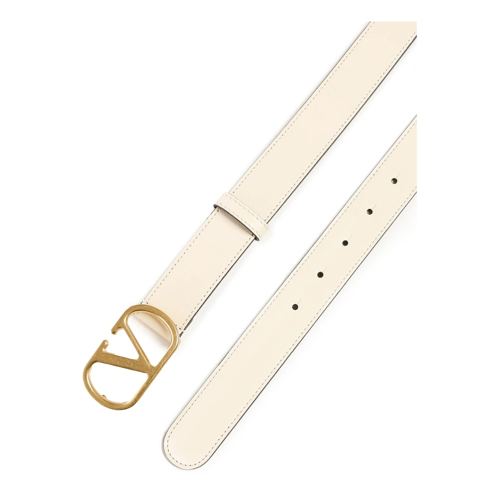 Valentino Garavani Wit Vlogo Signature Leren Riem White Dames