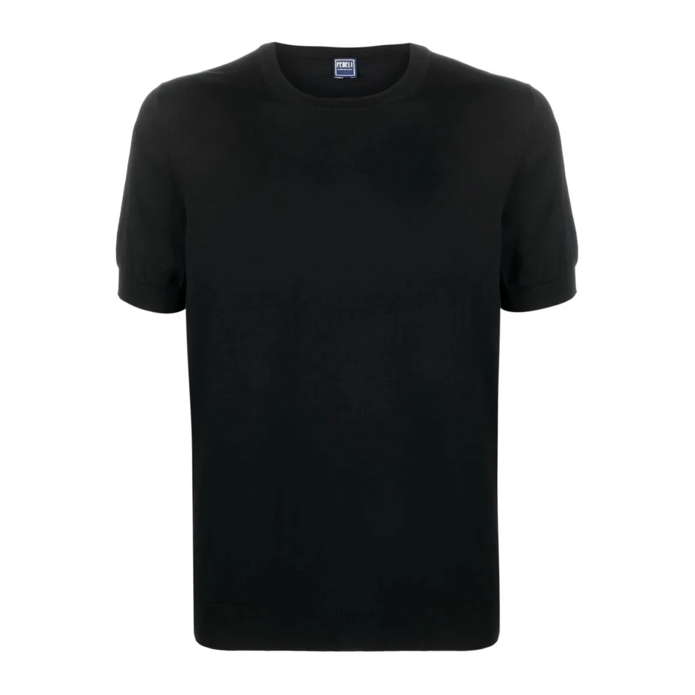Fedeli Supima Cotton Light T-Shirt Zwart Black Heren