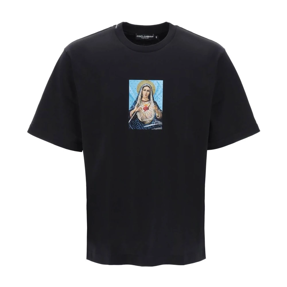 Dolce & Gabbana Oversized T-shirt met religieuze print Black Heren
