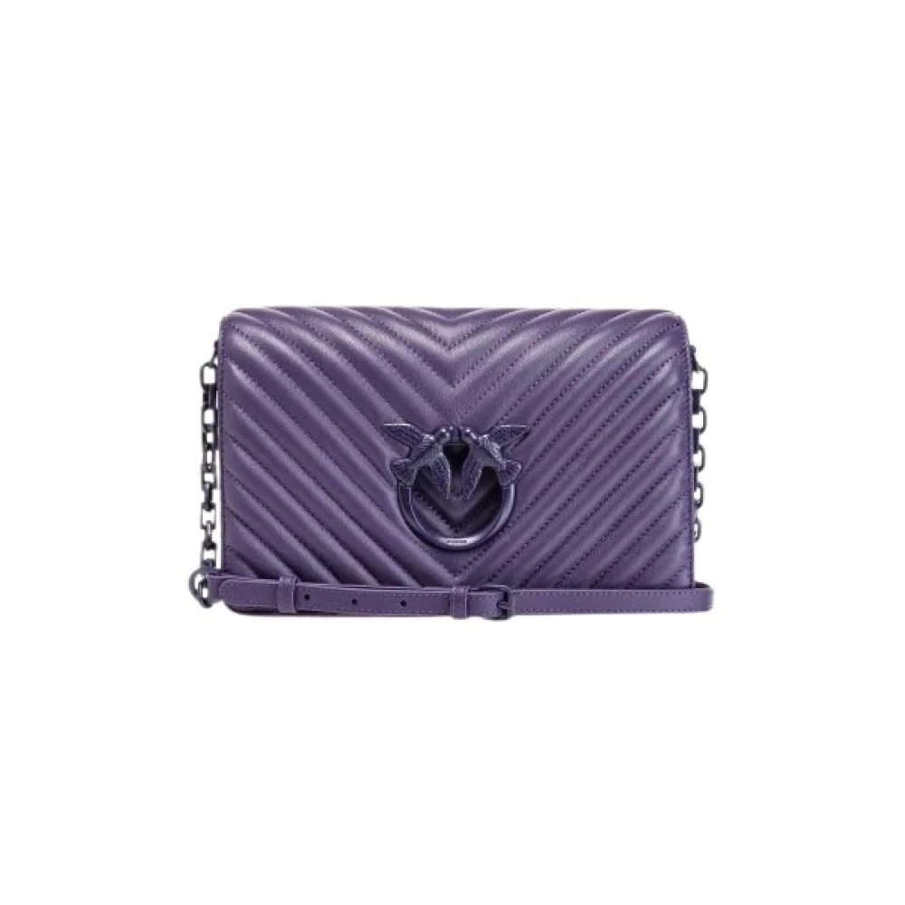 Pinko Mini Love Bag Click Chevron Color Block Purple Dames