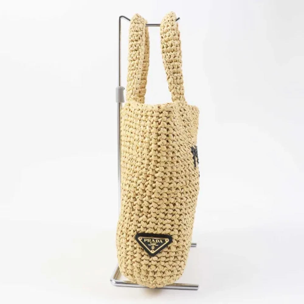 Prada Vintage Pre-owned Raffia prada-bags Beige Dames