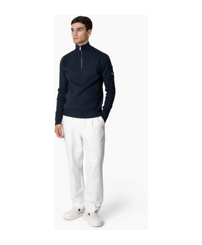 pull-a-demi-zip-tricot-bleu-fonce