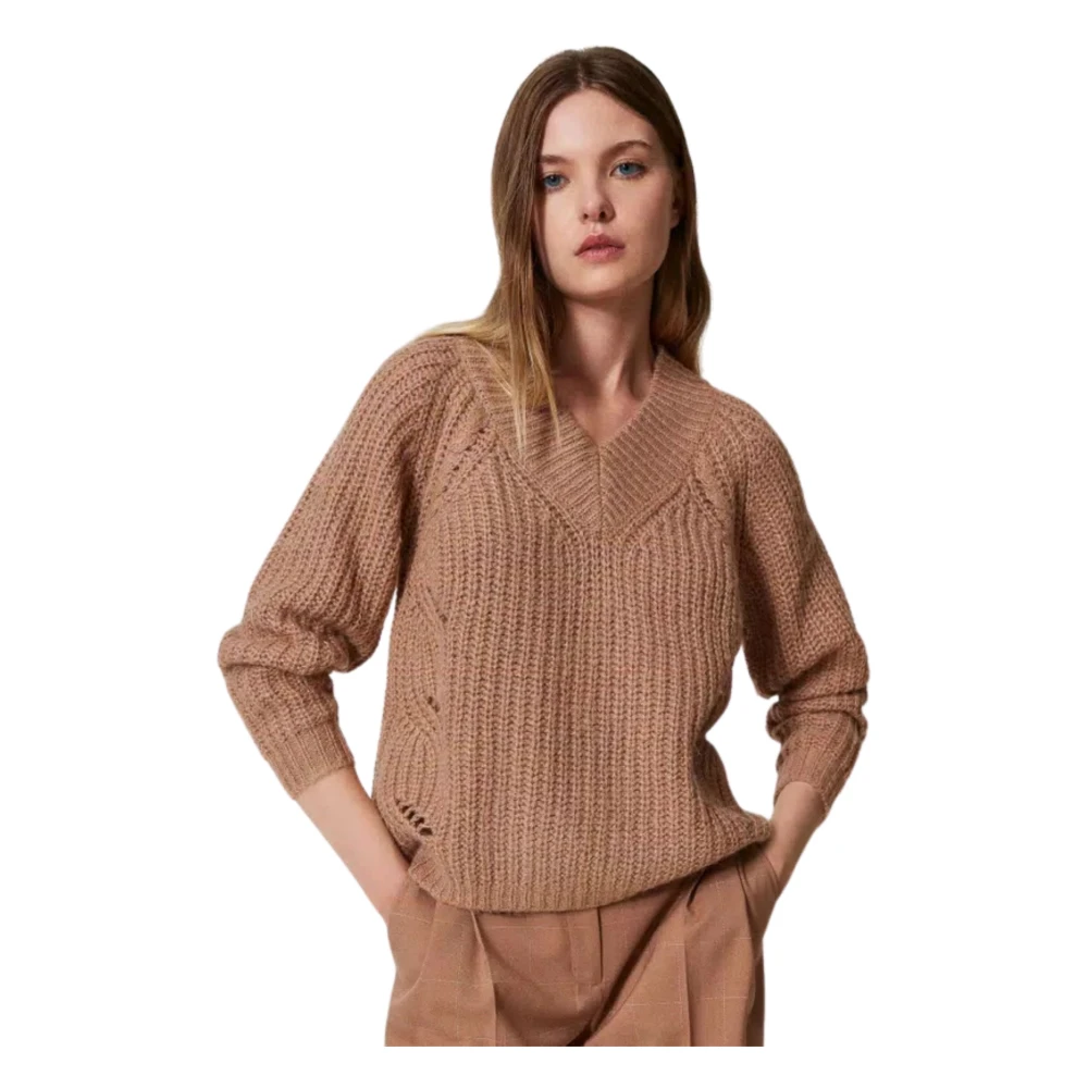 Twinset Gebreide Trui Collectie Actitude Brown Dames