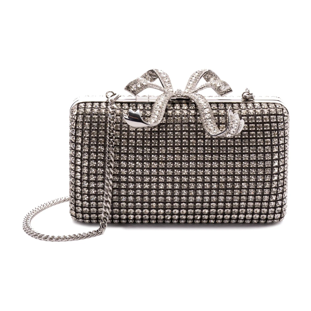 Self Portrait Diamant Kristal Clutch Tas Gray Dames