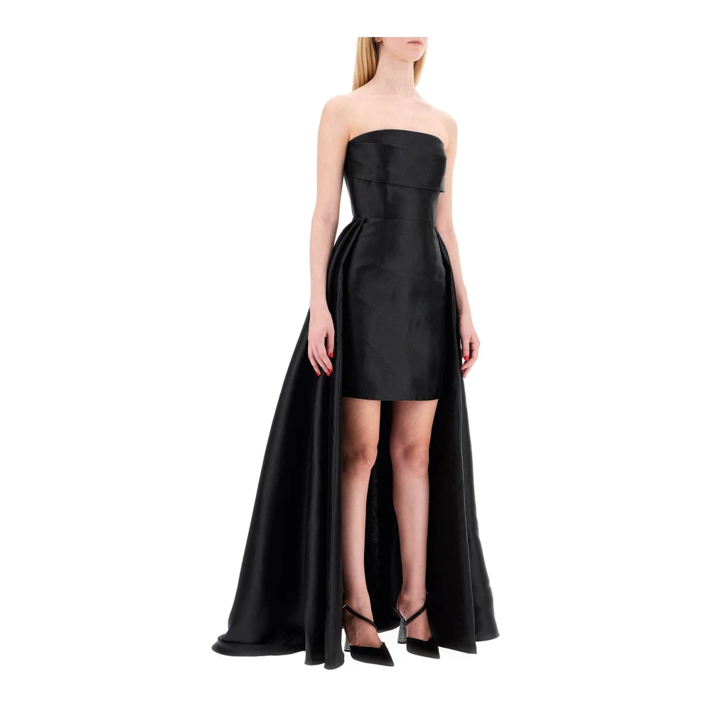 Solace London Elegante Strapless Mikado Mini Jurk Black Dames