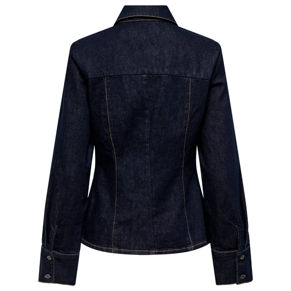 Only Rinse Shirt Lange Mouw Aansluitend Blue Dames