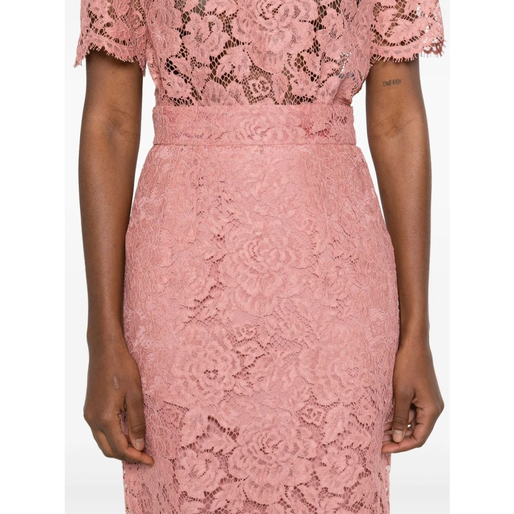 Dolce & Gabbana Flamingo Roze Rok met Schulpzoom Pink Dames