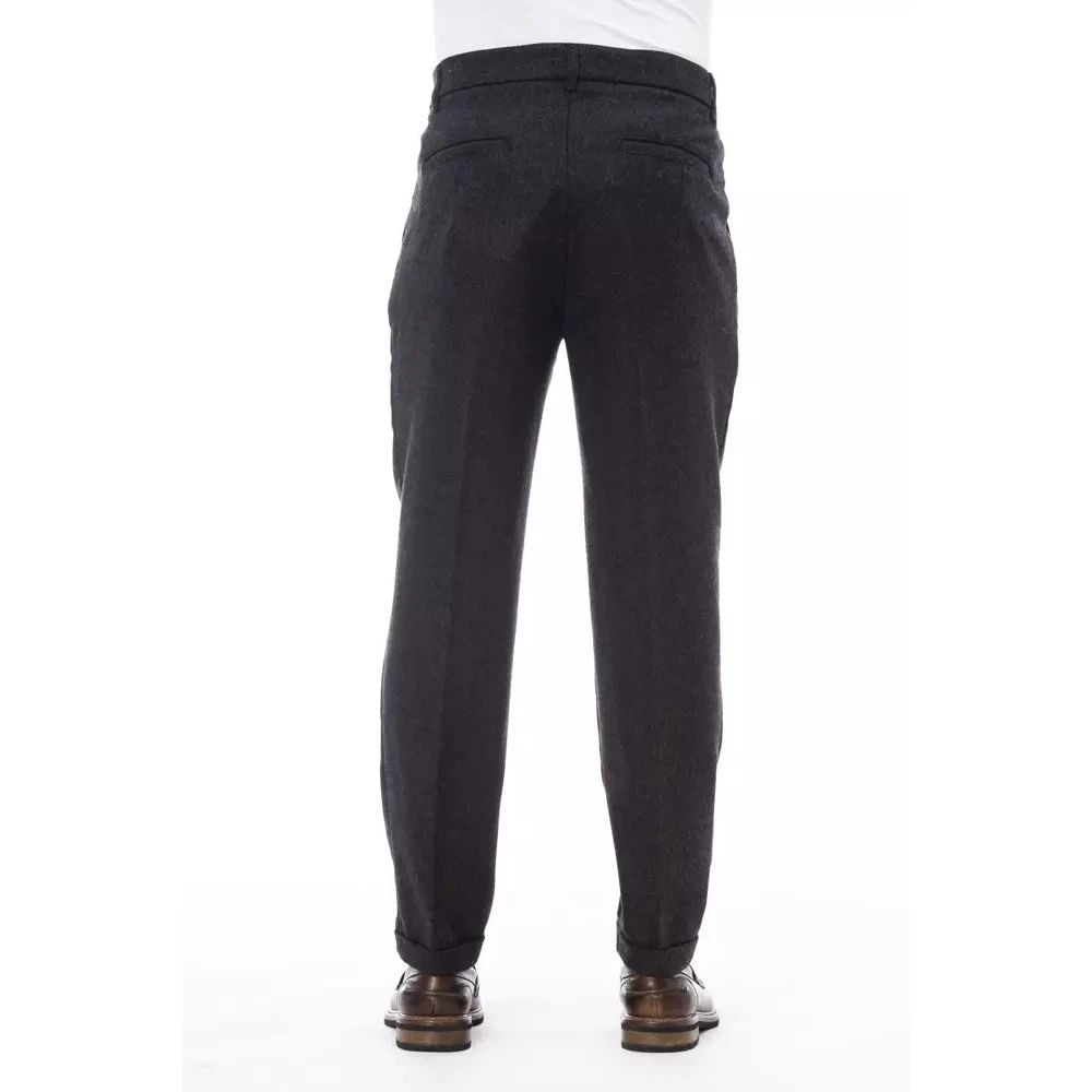 Alpha Studio Grijze wollen jeans en broek met voor- en achterzakken Gray Heren