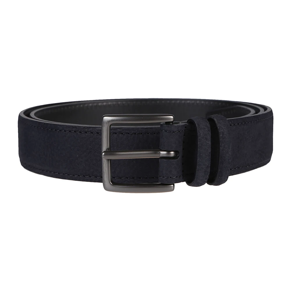 Orciani Men's Blue Classic Leather Belt - Belts - 100 Cm - Accessories