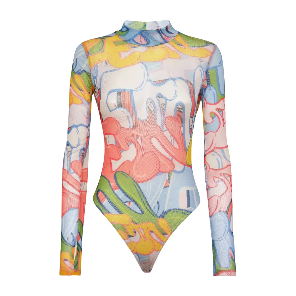 Philipp Plein Graffiti Bombing Mesh Bodysuit Multicolor Dames