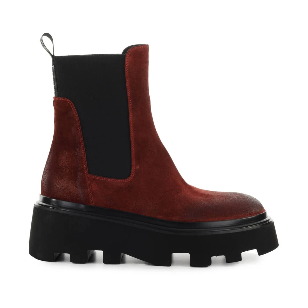 Elena Iachi Femme Rouge Chaussures, Taille: 40 Eu Bottine Chelsea En Suède