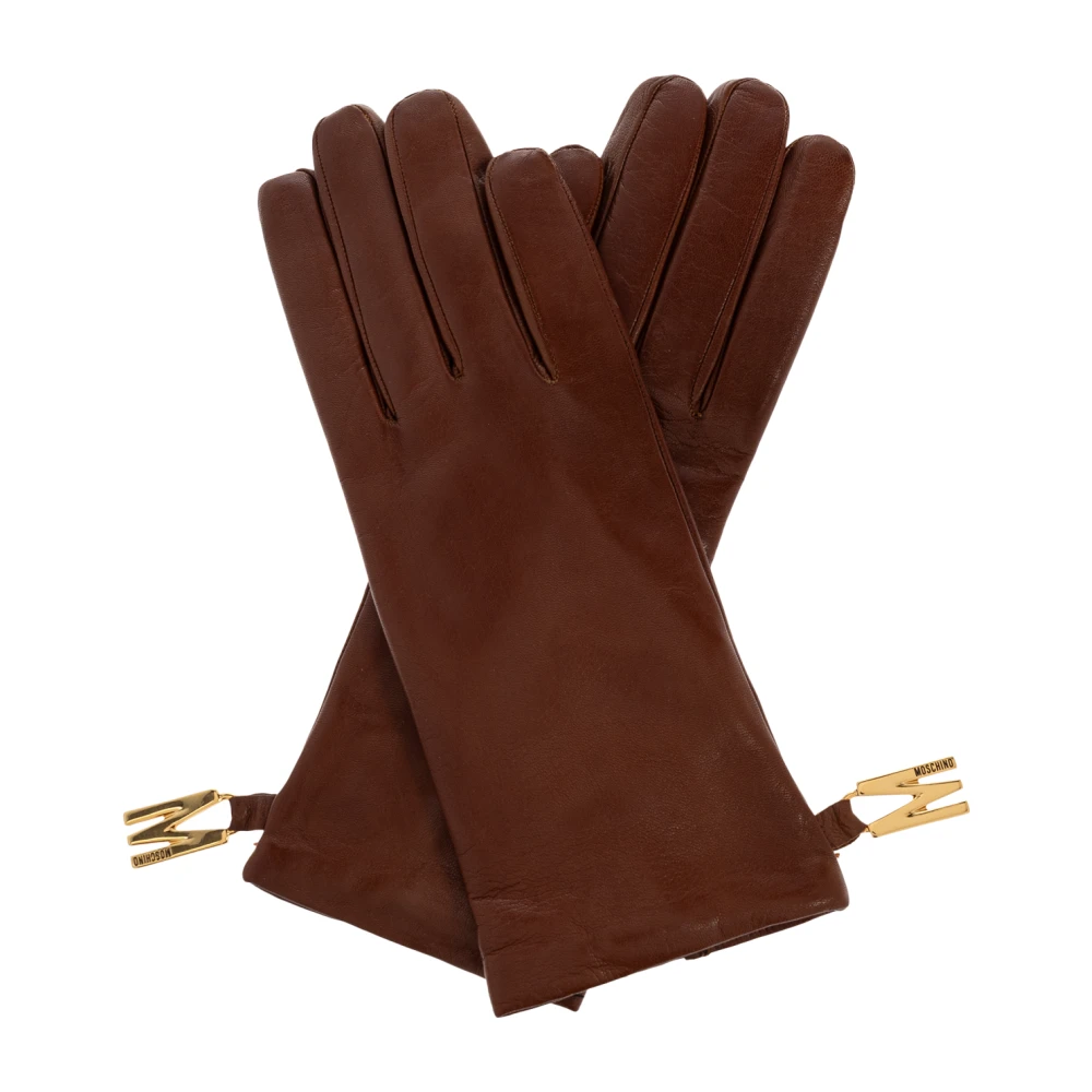 Moschino Vrouw Bruin Leren Handschoenen