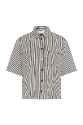 Randig denimskjorta med vida ärmar
