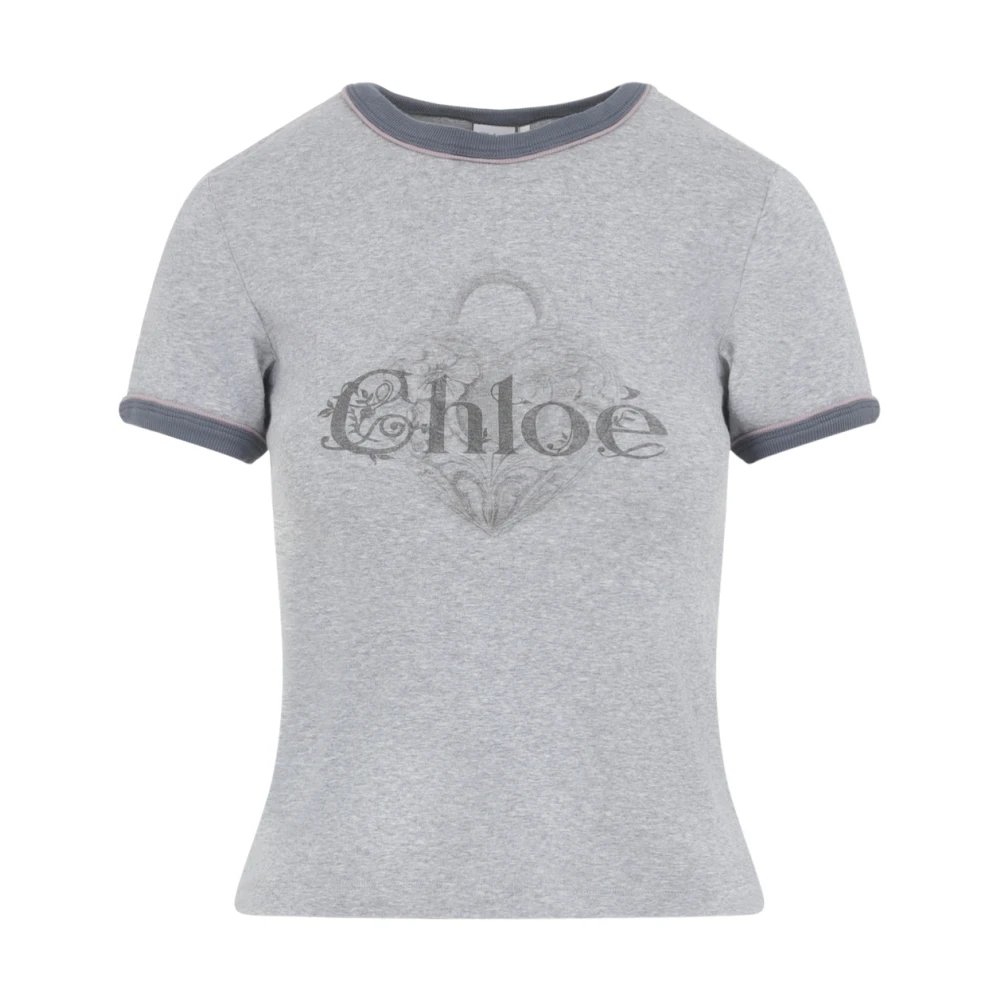 Chloé Women's Gray Baby Fit Logo T-Shirt
