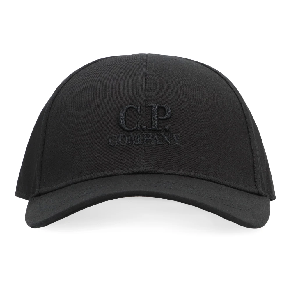 C.p. Company , Hats & Caps, Male, Black, One Size, Logo Baseball Cap In Gabardine Cotton