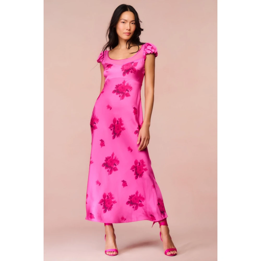 Loveshackfancy Bloemen Satijnen Maxi Jurk Pink Dames