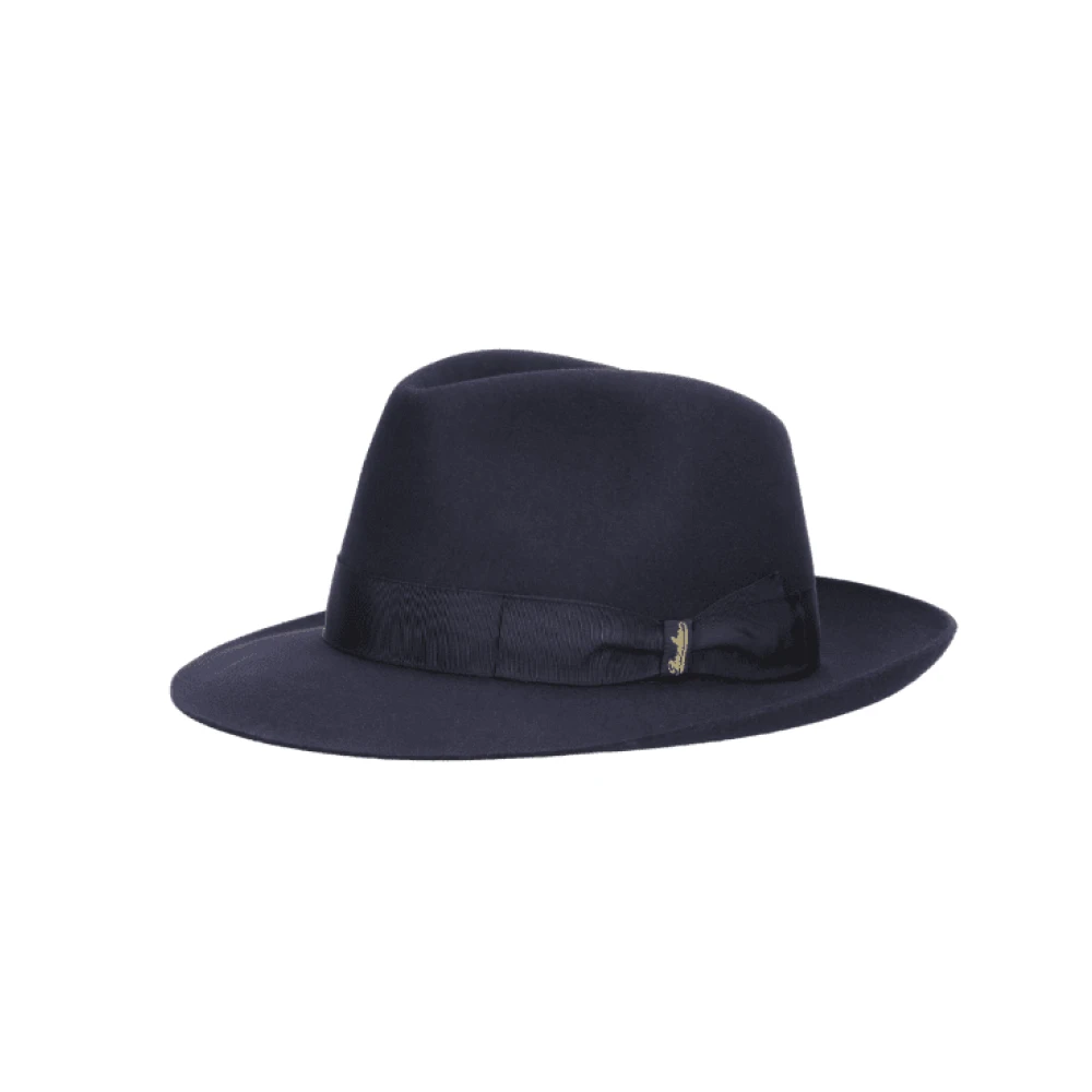 Borsalino Blauwe Medium Rand Alessandria Hoed Blue Heren
