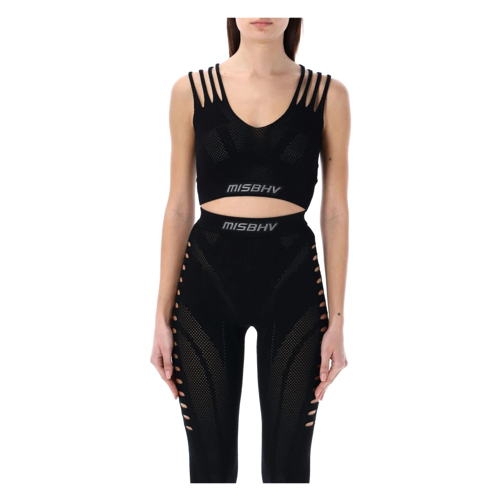 Misbhv Zwarte Mesh Crop Top Aw24 Black Dames