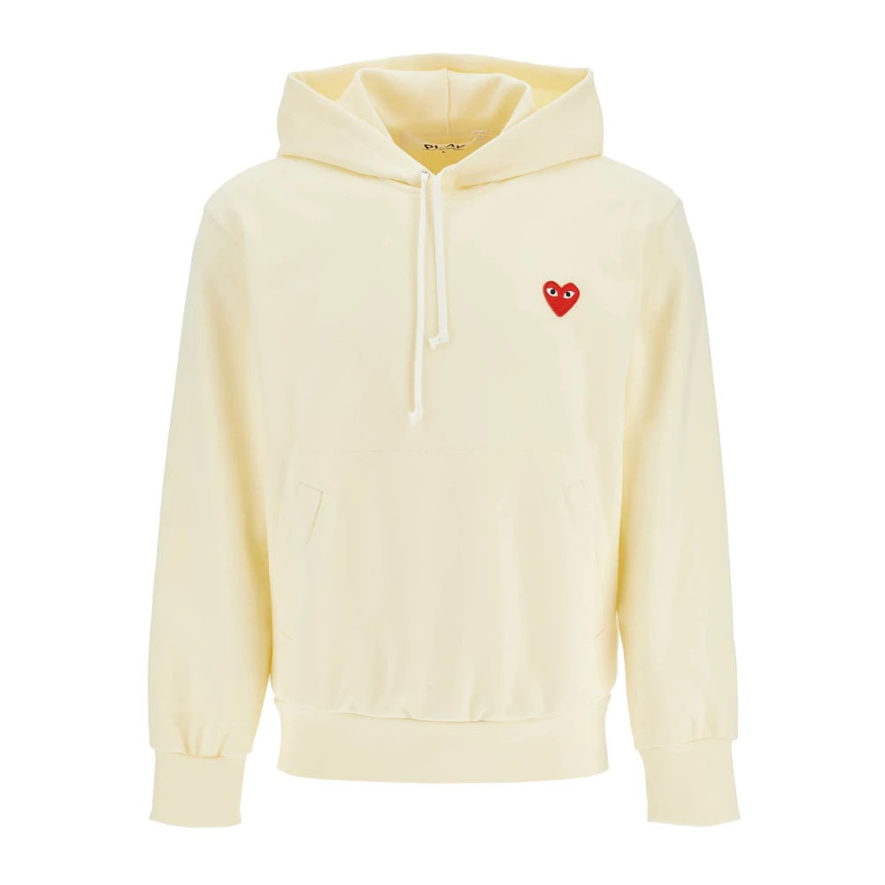 Comme des Garçons Play Rode Hart Logo Hoodie Beige Heren