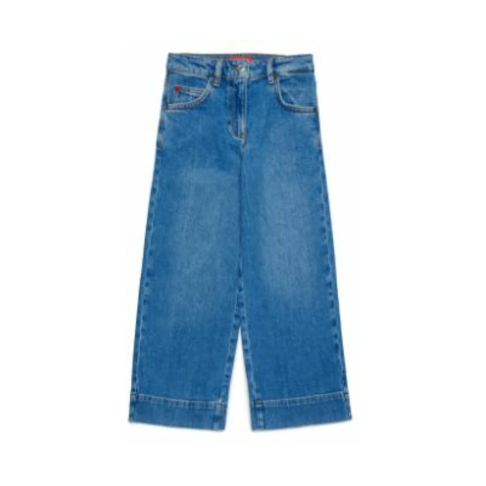 Max & Co Barn Wide Cropped Blå Denim Jeans Blue, Flicka