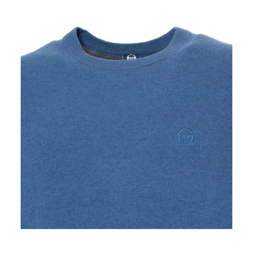 Sergio Tacchini Wollen trui met zichtbaar logo en ronde halslijn Blue Heren
