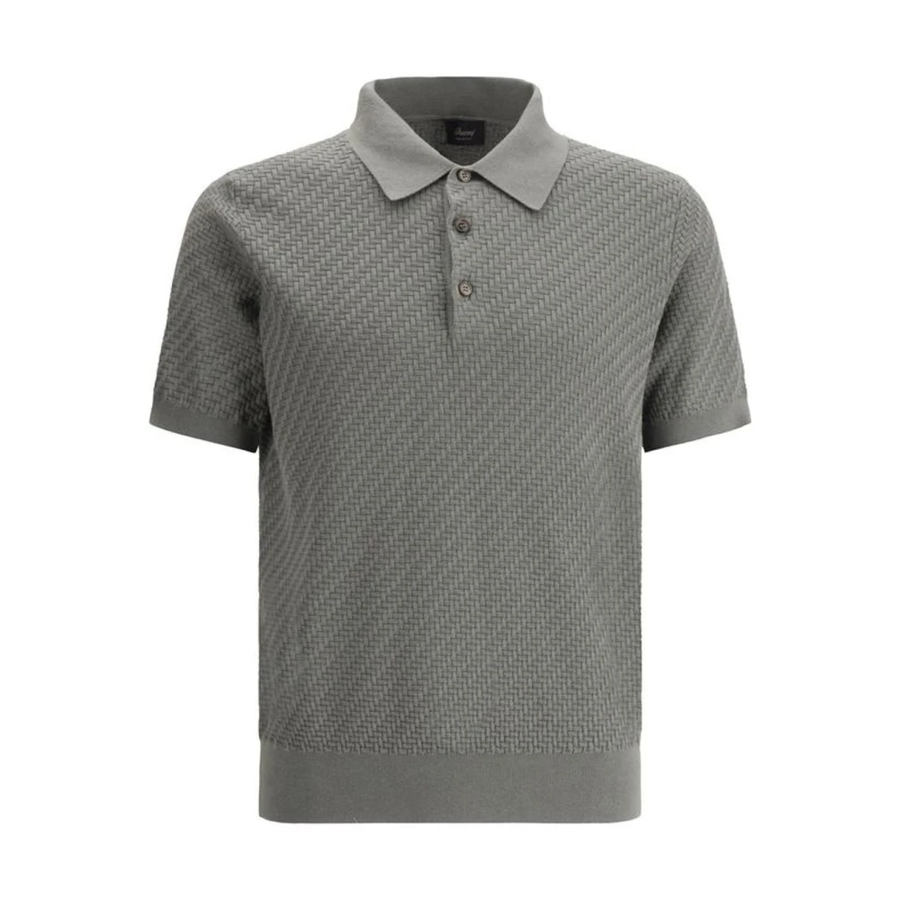 Brioni Polo Shirt met Geweven Patroon Klassieke Stijl Green Heren