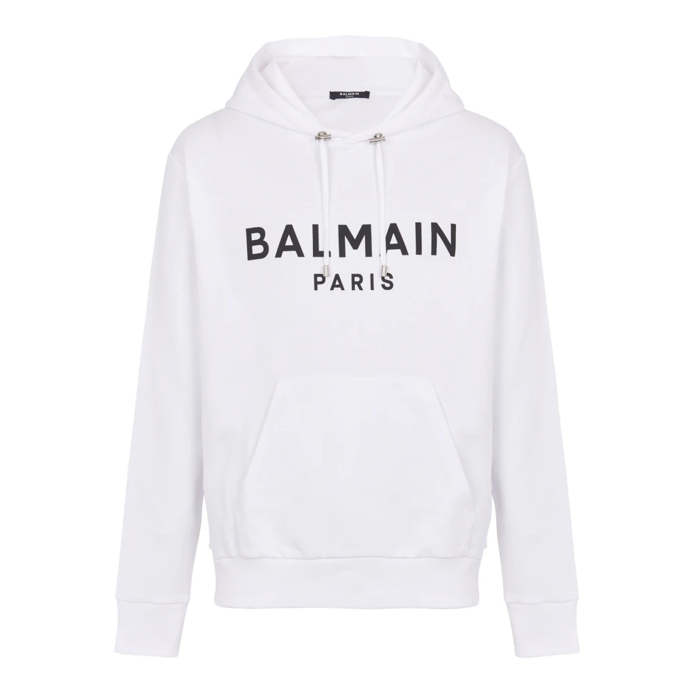 Balmain Gedrukte Paris hoodie White Heren