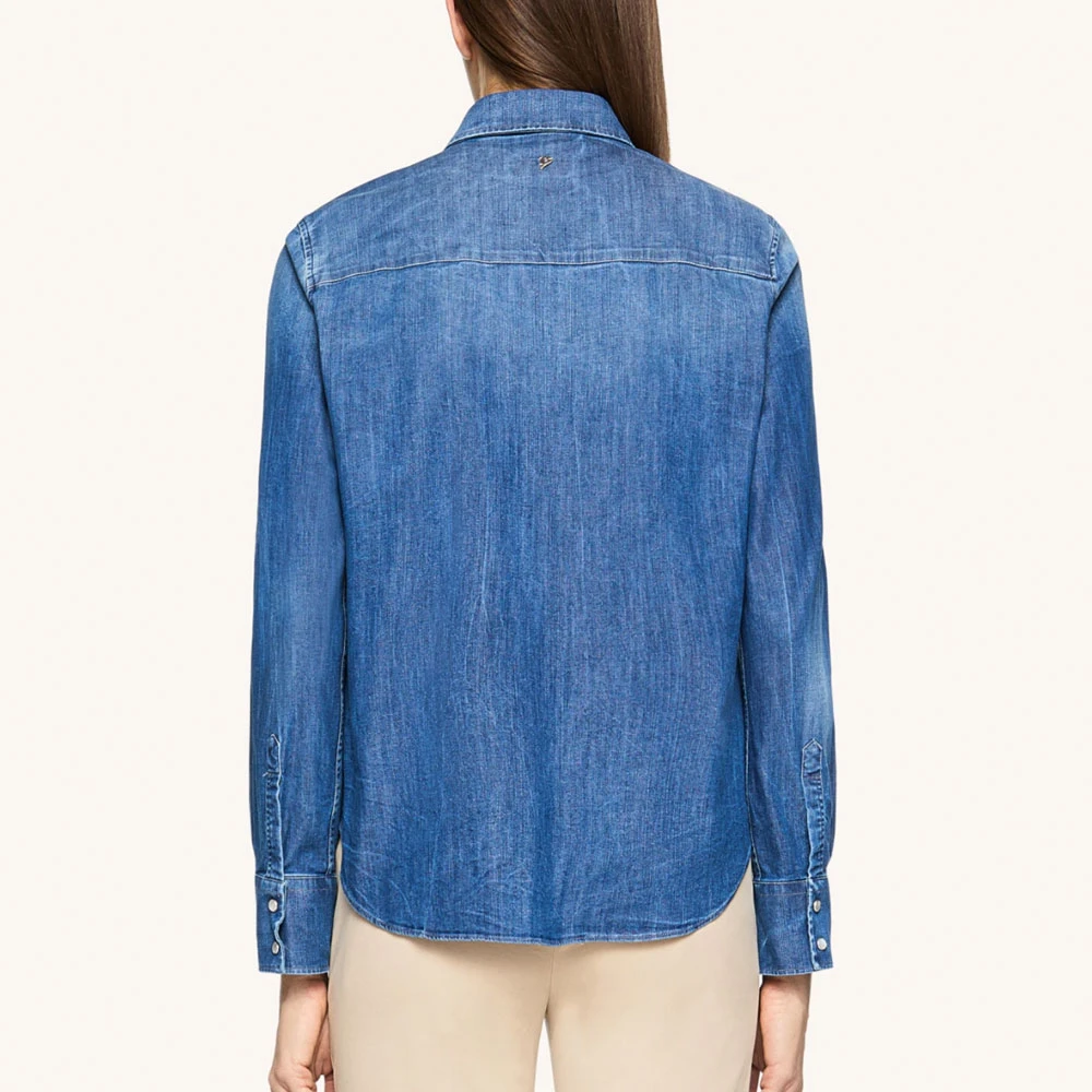 Dondup Denim Shirt met Knopen Blue Dames