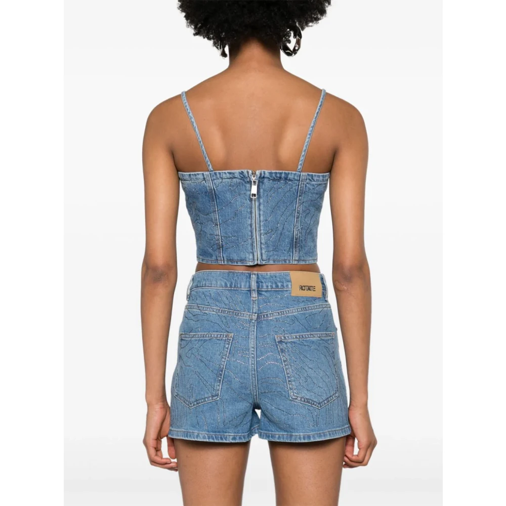 Rotate Birger Christensen Blauwe Top met Spaghettibandjes en Rits aan de Achterkant Blue Dames