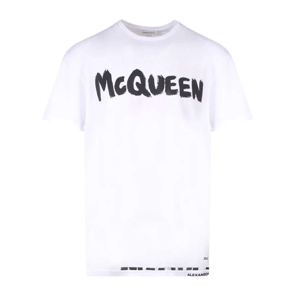 Alexander mcqueen Wit Katoenen T-Shirt met McQueen Graffiti Print White Heren