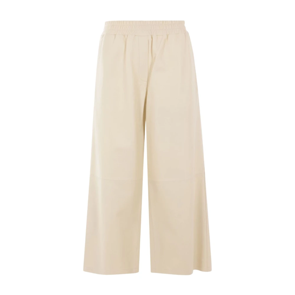 Arma Beige Cropped Leren Broek Beige Dames