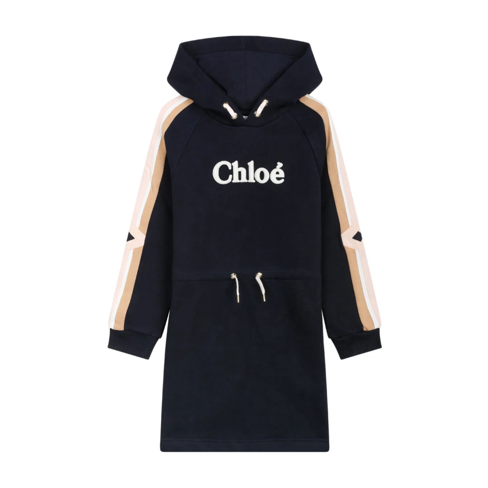 Chloé Navy Blue Appliqué Logo Klänning Blue, Flicka