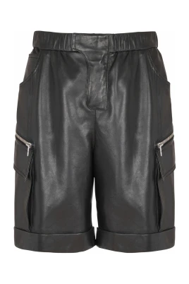 Leather Cargo Bermuda Shorts
