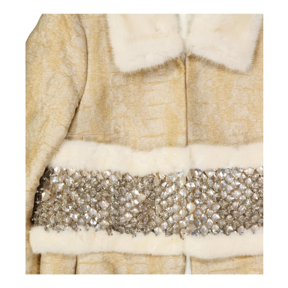 Dsquared2 Kristalversierde jas met nertsbont Beige Dames