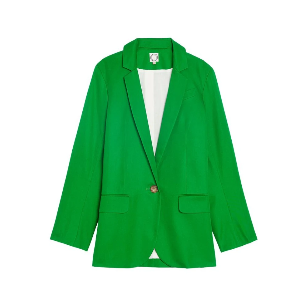 Ines De La Fressange Paris Prairie Green Linen Tailored Jacket Green Dames