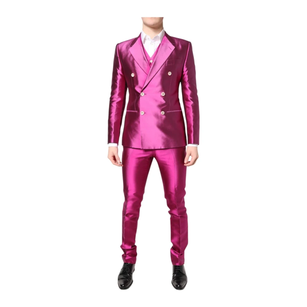 Dolce & Gabbana Pink Highshine Doublebreasted Suit - Male - Double Breasted Suits - Pink - S - Suits