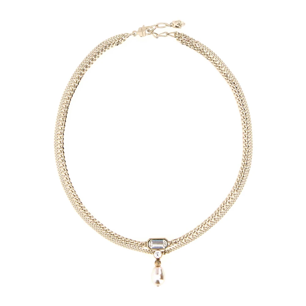 Alexander Mcqueen Women's Yellow Necklaces, One Size, Skull & Crystal Necklace