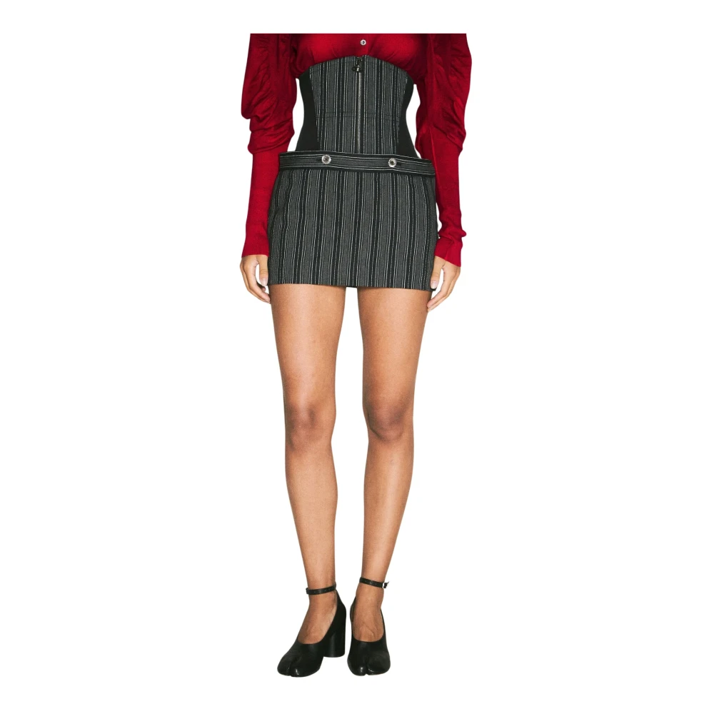 Vivienne Westwood Gestreepte Mesh Korset Rok Black Dames