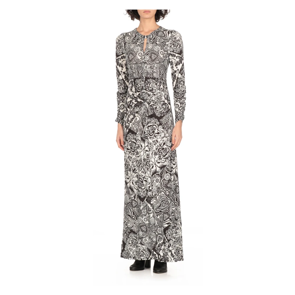 Hale Bob Zwarte jurk met contrasterend kleurpatroon Black Dames