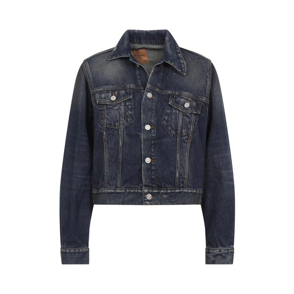 Balenciaga Blue Distressed Denim Trucker Jacket - Female - Denim Jackets - Xs - Jackets