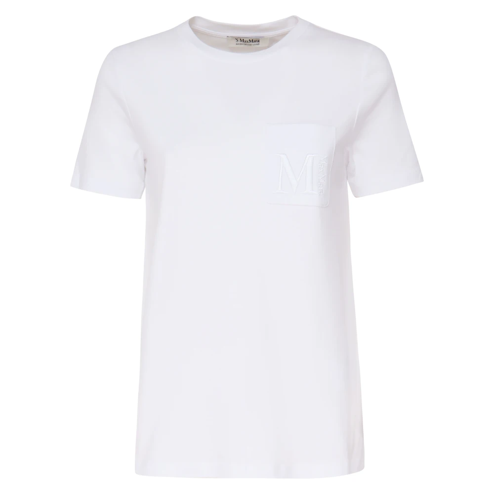 Max Mara Witte Katoenen T-shirt met Borstzak White Dames