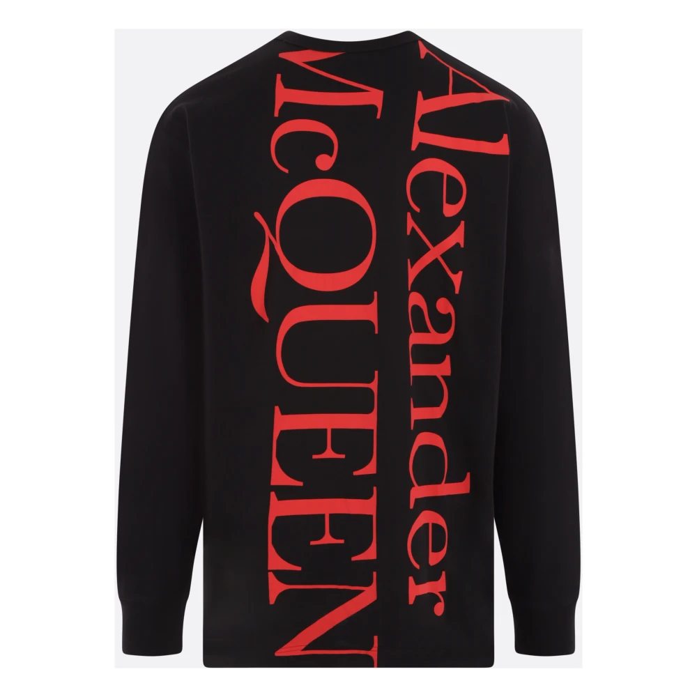 alexander mcqueen Oversized Katoenen T-shirt met Rode Logoprint Black Heren