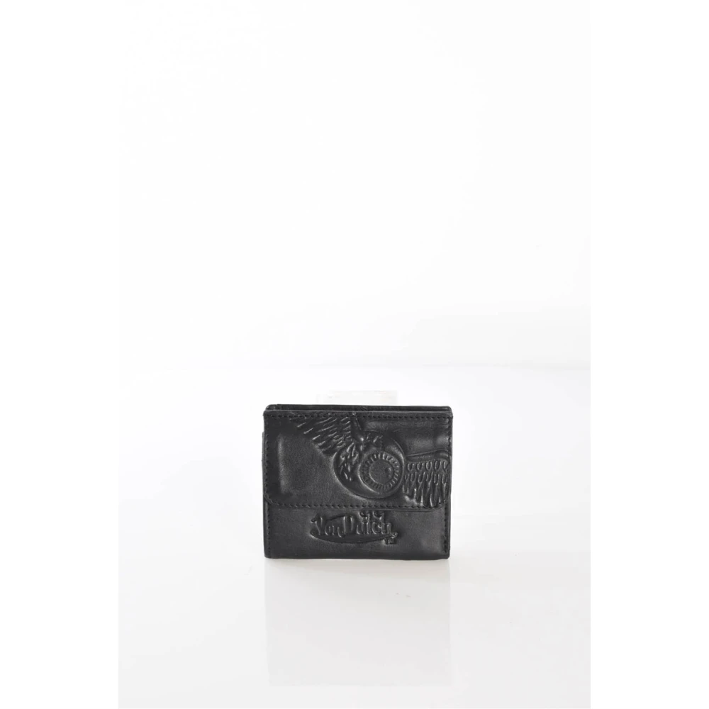 Von Dutch Zwarte leren portemonnee Wekelijkse editie Black Unisex