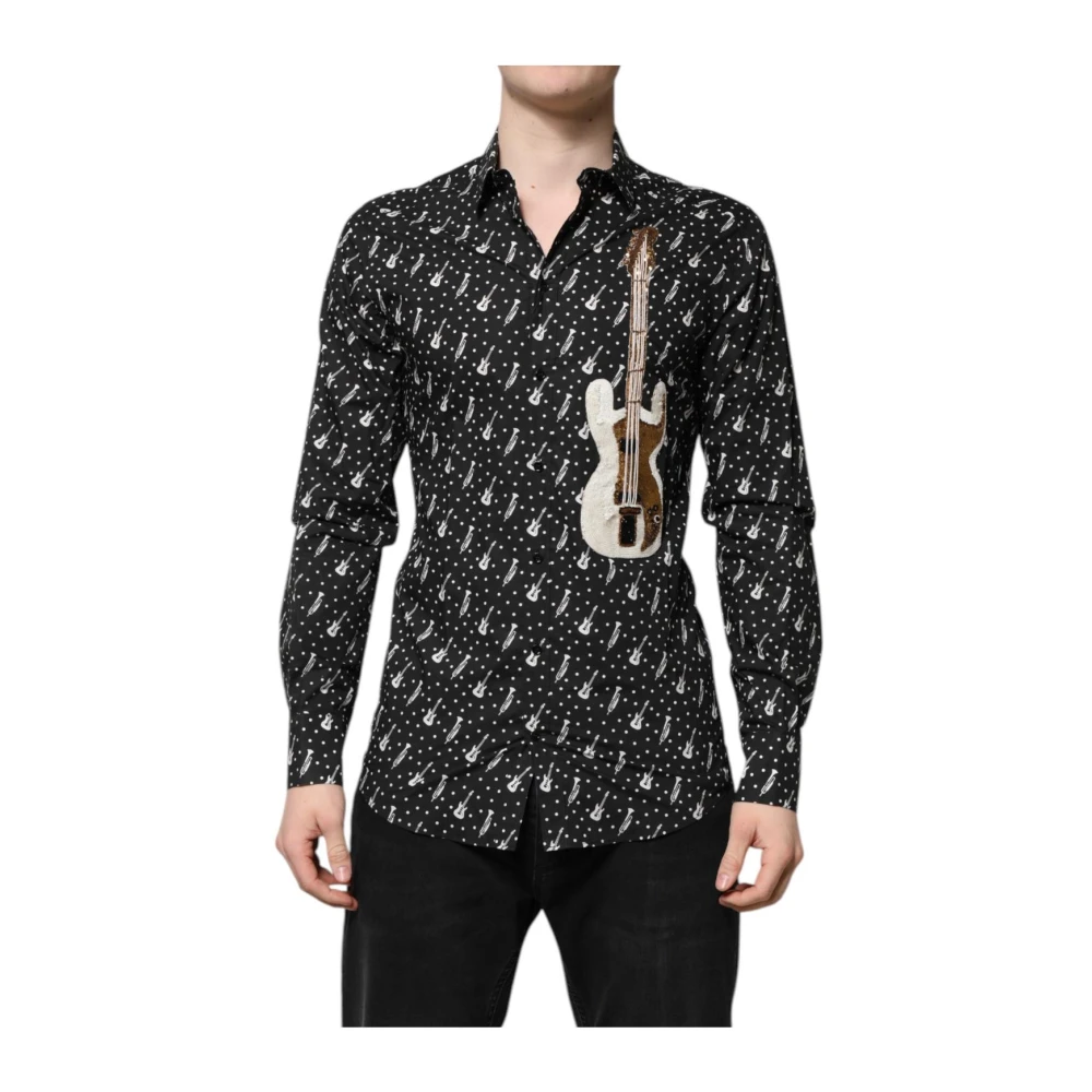 Dolce & Gabbana Men's Black Musical Instrut Print Shirt - Casual Shirts - 3XS- Shirts