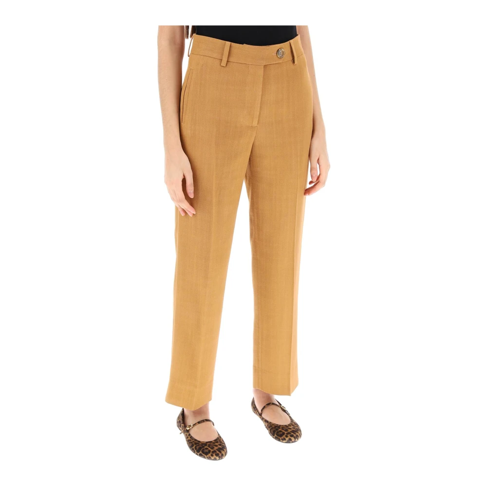 Blazé Milano Getailleerde cropped broek in viscose canvas Brown Dames