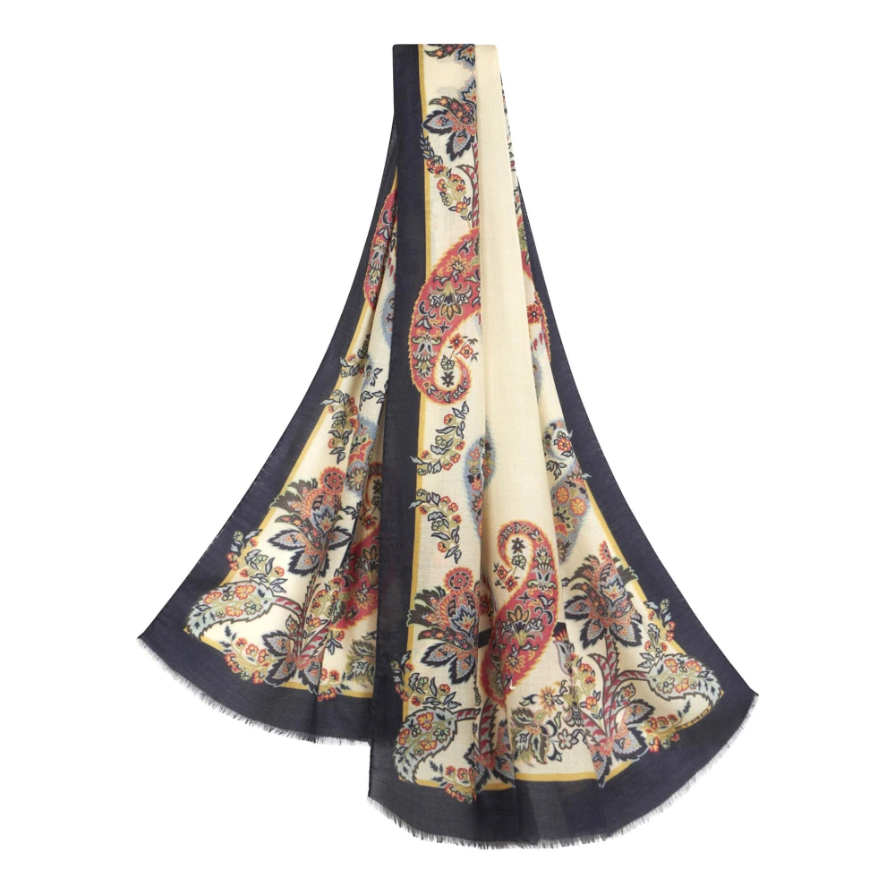 ETRO Bloemen Paisley Print Wollen Sjaal Multicolor Dames