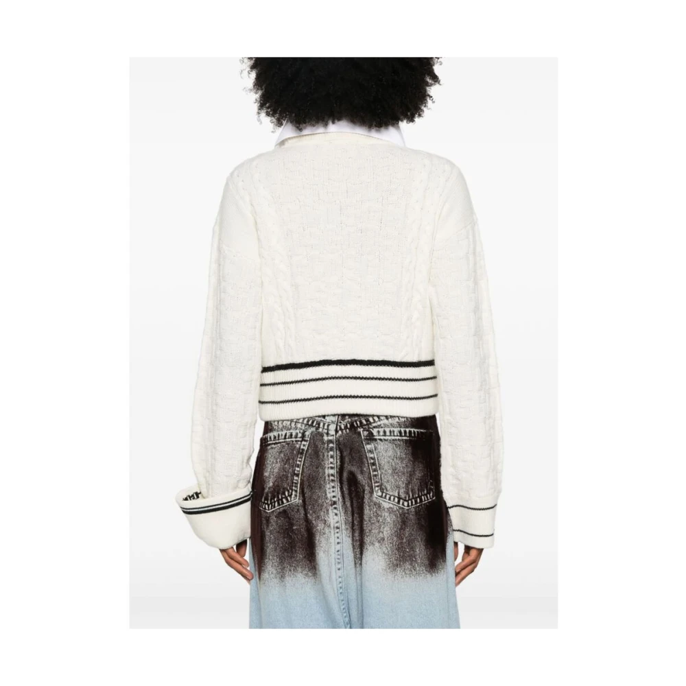 Gcds Off-White Gebreide Trui met Afneembare Kraag White Dames