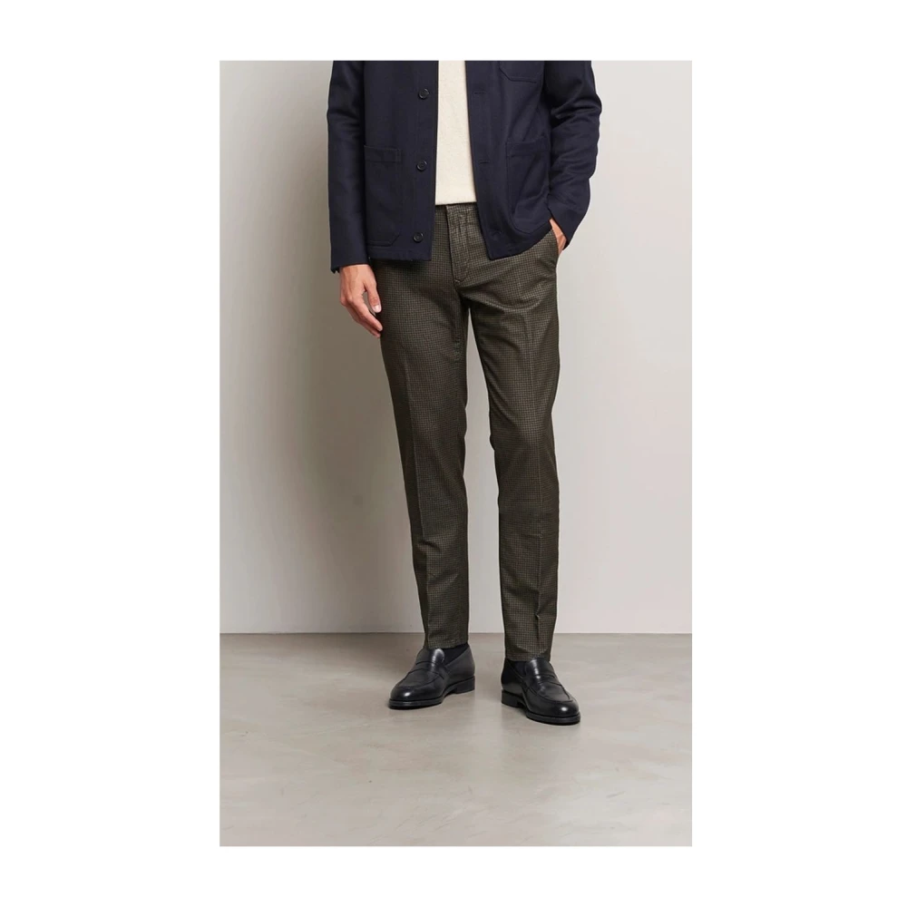 Incotex Bruine houndstooth slim katoenen broek Brown Heren