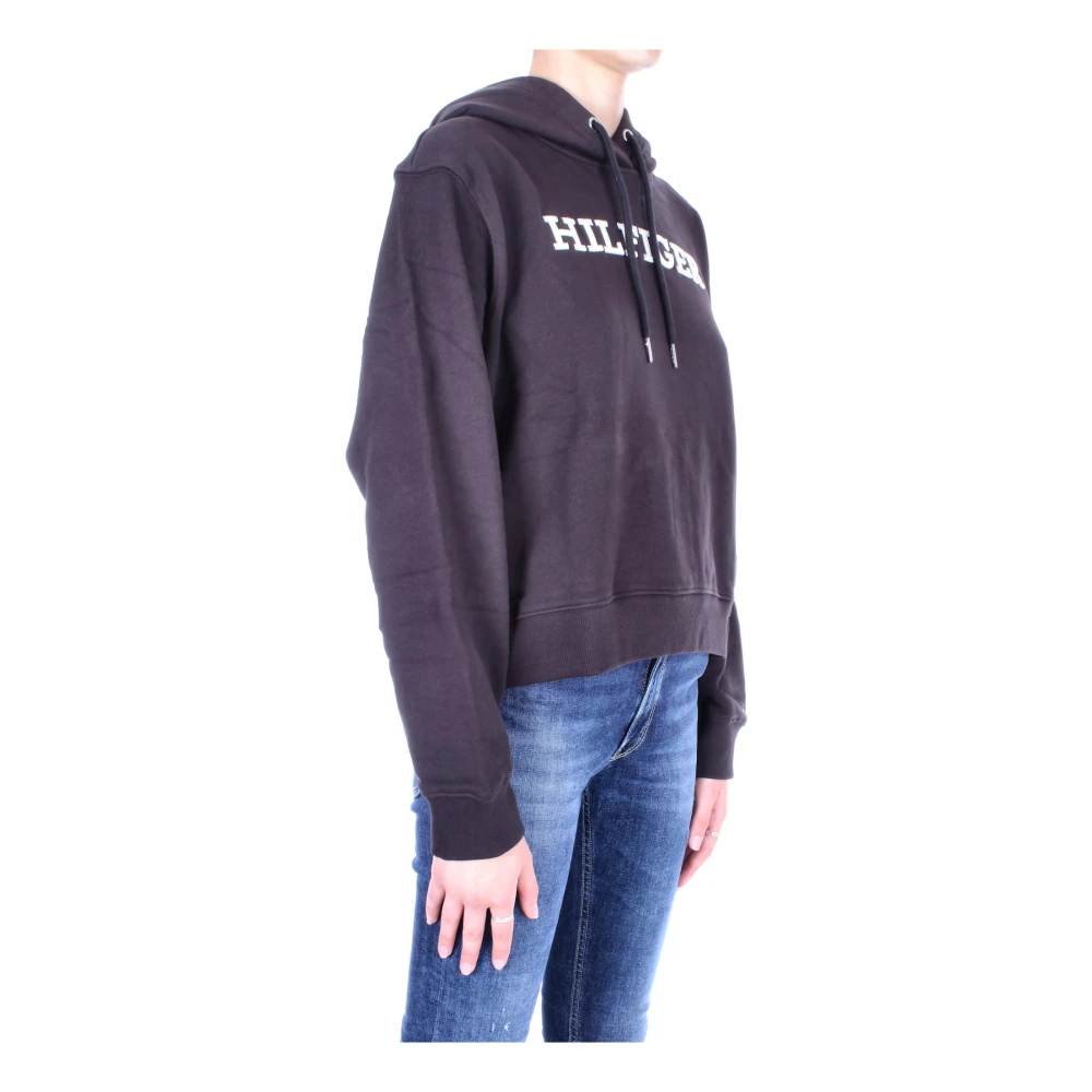 Tommy Hilfiger Zwarte Logo Front Sweater Black Dames